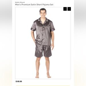 NOBLE MOUNT Men's Premium Satin Short Pajama Set Light Blue Mens Medium